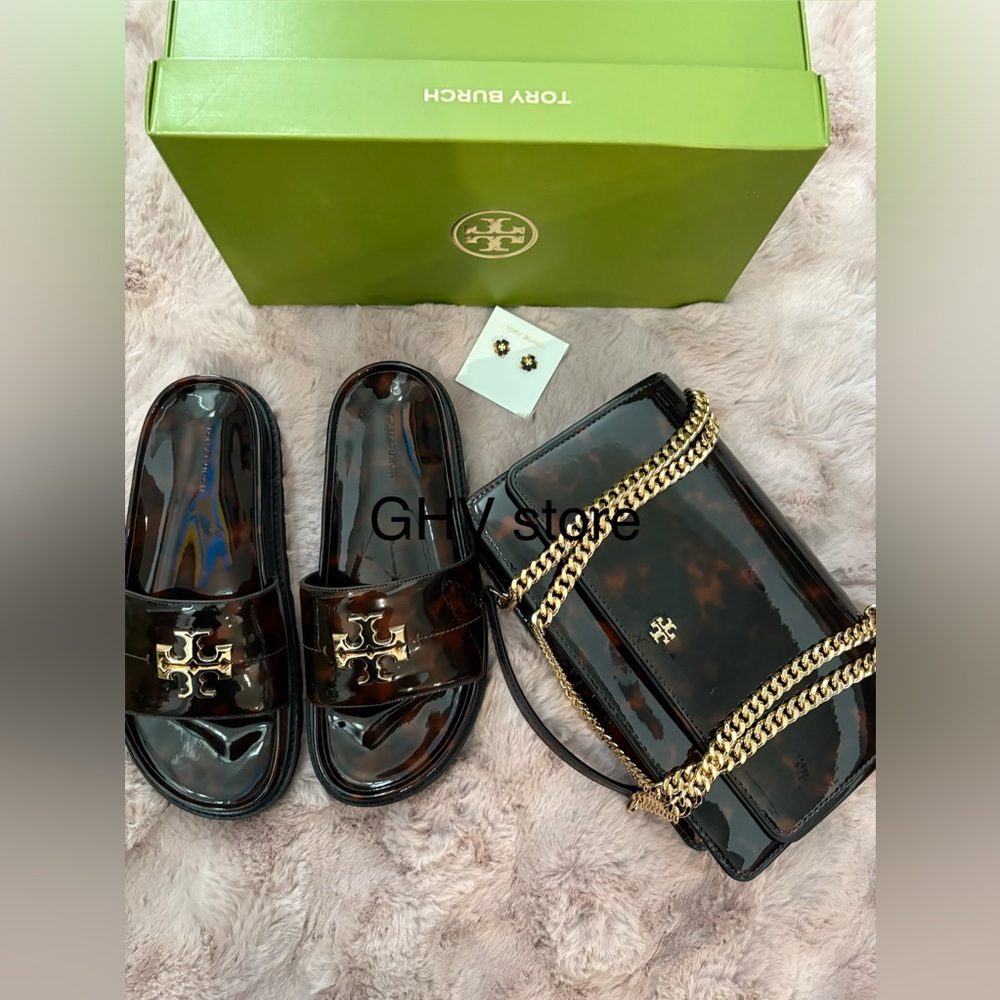 Tory Burch Black Everly Anatomic lug Sandals - Picture 9 of 9